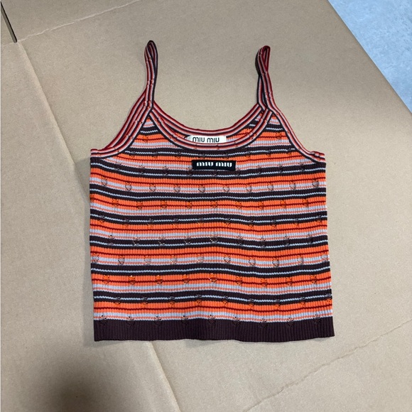 Meet the Posher Tops - MIU MIU striped knitted halter top